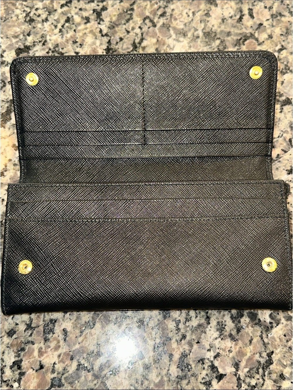 Prada Black Saffiano Bow Continental Card Holder Wallet - Picture 4 of 9